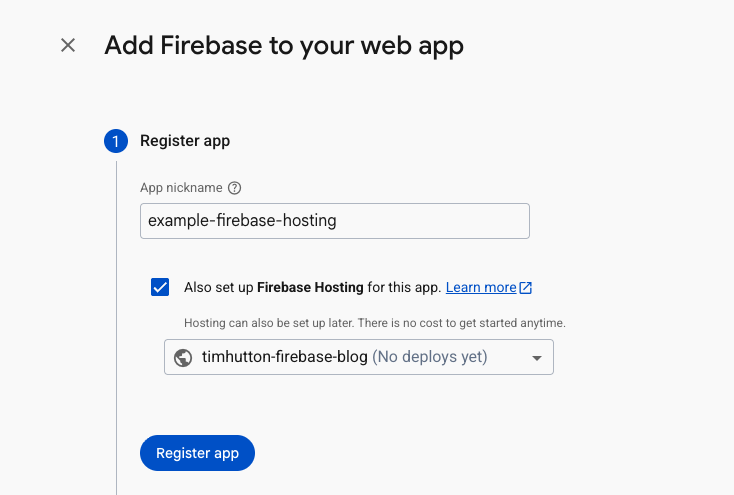 The first step in creating your Firebase web app
