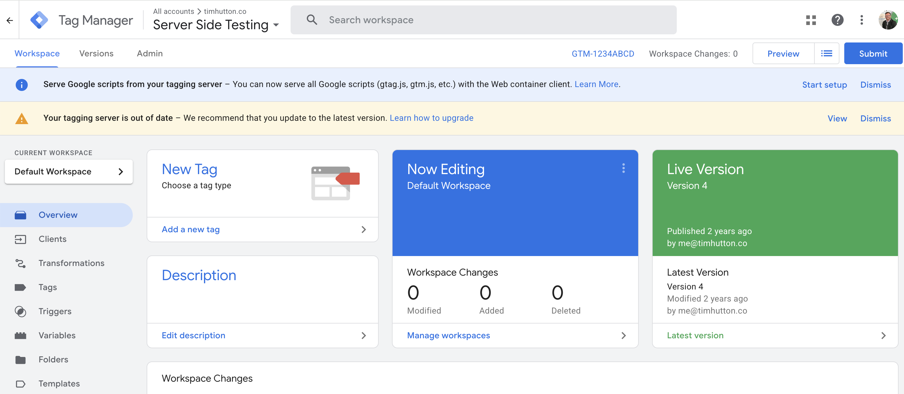 Updating Google Tag Manager Server Side Tagging Servers