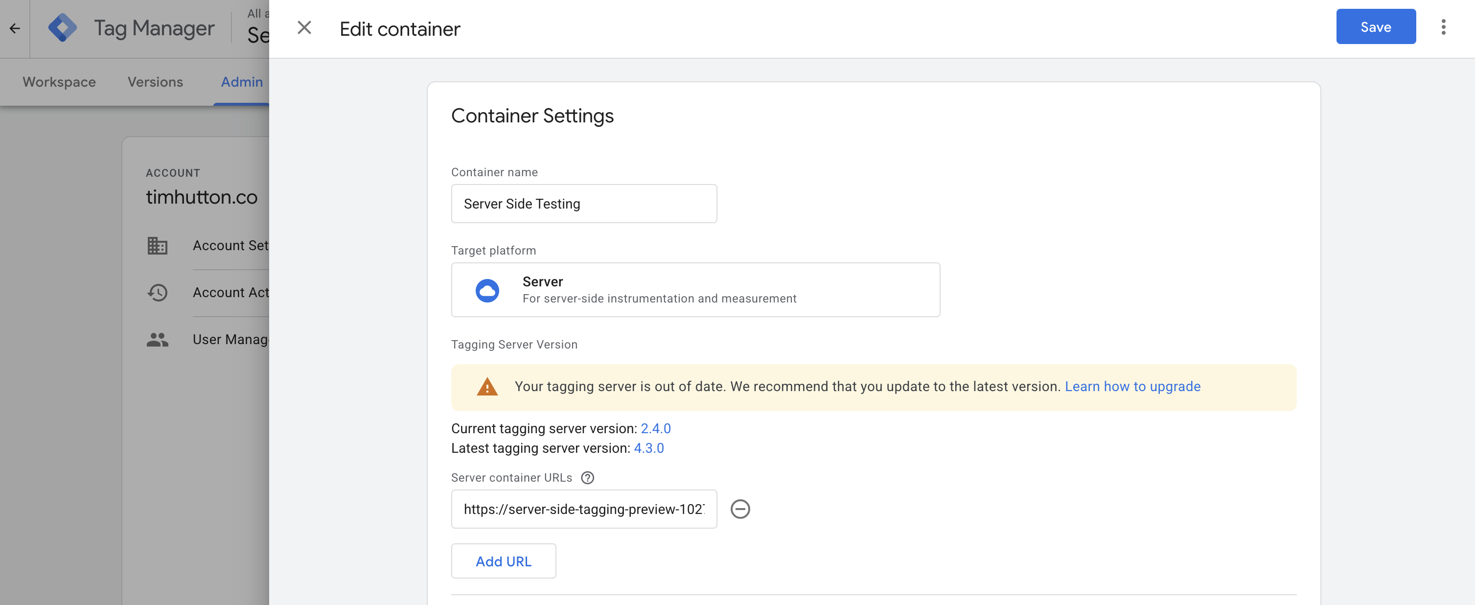 Updating Google Tag Manager Server Side Tagging Servers